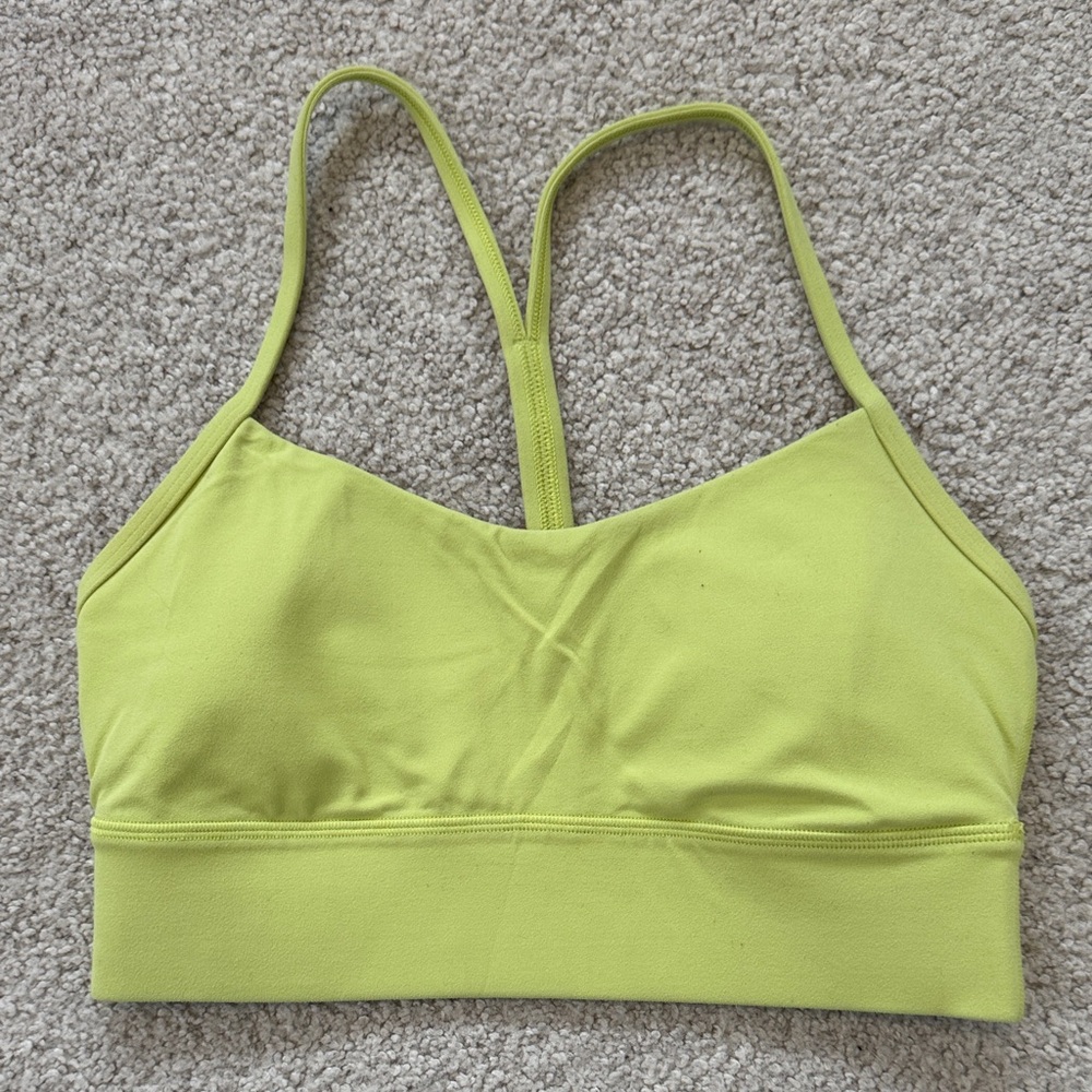 lululemon Flow Y Bra Long-Line Nulu Light Support B/C Cup Size 8 Green